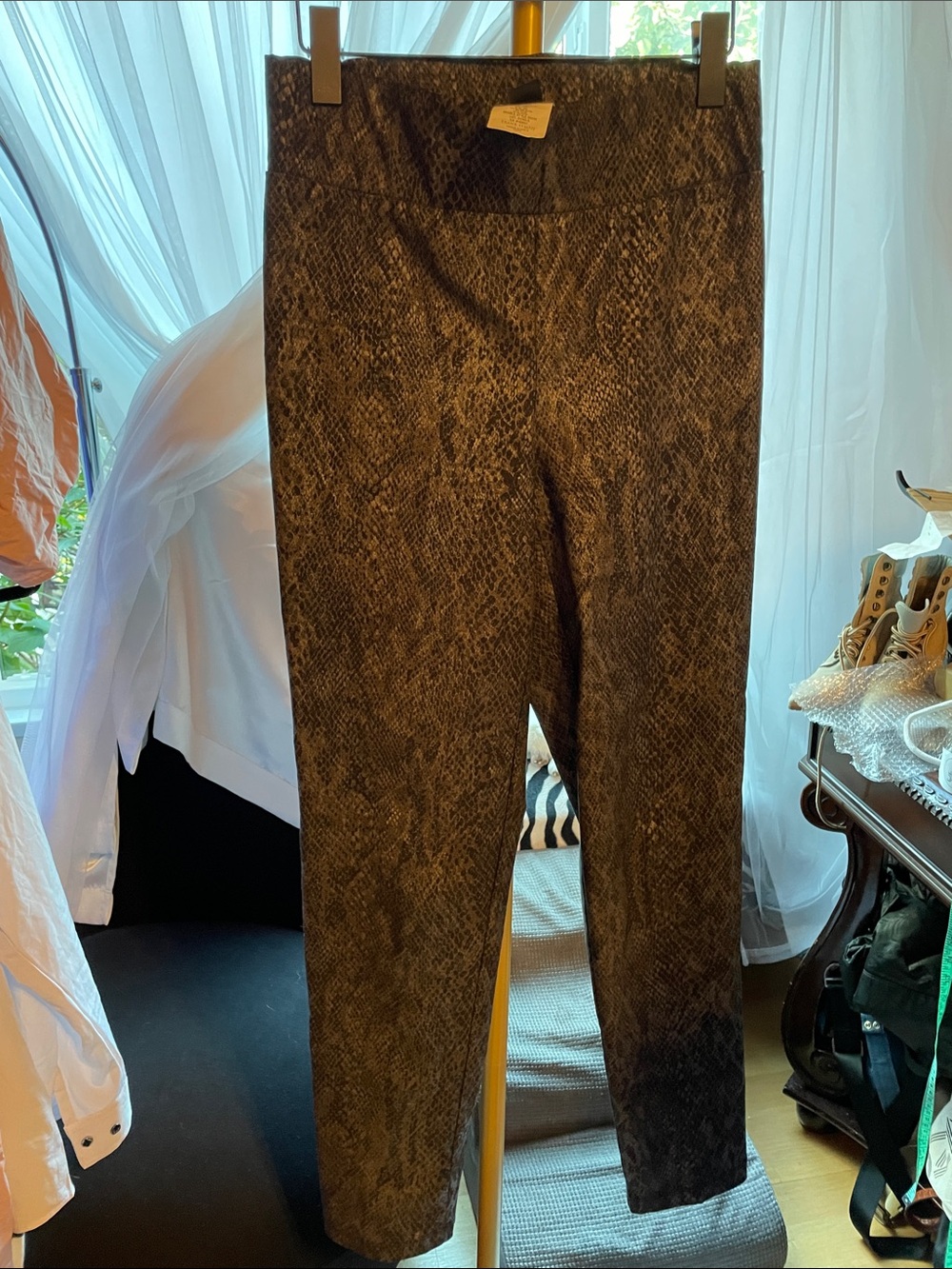 Frank Lyman Design Men's Snake-Texture Stretch Pants in Brown